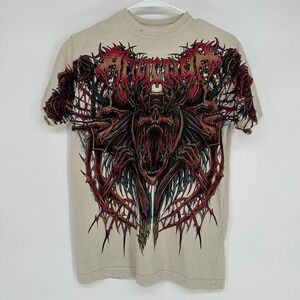 Vintage Y2K Affliction Graphic T Shirt Mens Small Grunge Skull Roses Shirt